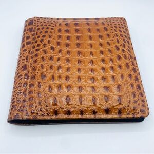 Raika Croc Embossed Leather Photo Album Tan Top Grain Cowhide Holds 4x6 Photos